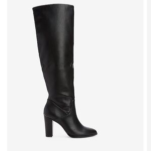 Faux leather heeled stovepipe boots